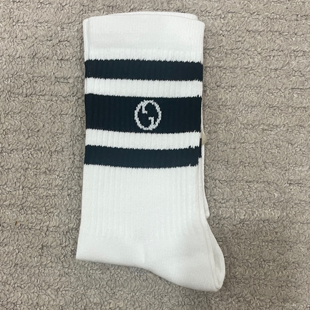 Gucci Men's White and Black Striped Socks